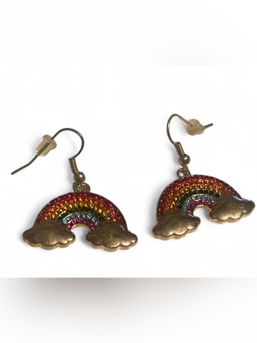 Rainbow Gold Tone Pierced Earrings